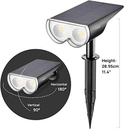 Linkind Solar Lights Outdoor Waterproof IP67, StarRay Dusk-to-Dawn Outdoor Solar Lights, 3 Lighting Modes Solar Spot Lights Outdoor for Garden, Yard, Landscape (Warm White, 4 Pack)