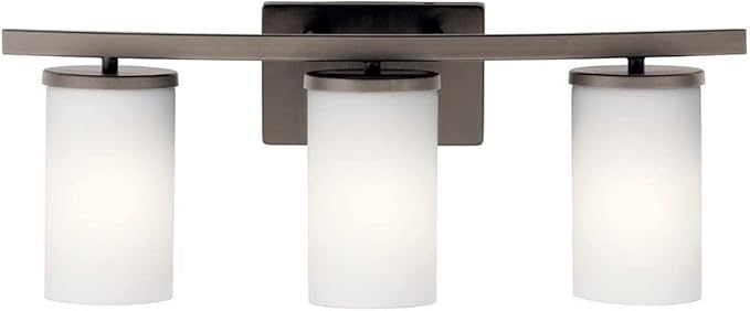 KICHLER Crosby 23" 3 Light Vanity Light Satin Etched Cased Opal Olde Bronze®,White