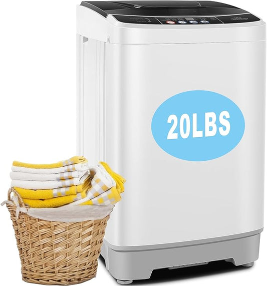 20Lbs Portable Washing Machine Nictemaw Portable Washer, 2.8 Cu.ft Washer and Dryer Combo with Drain Pump, 10 Programs 8 Water Level Compact Laundry Washer for Home, Apartment, RV, Dorms