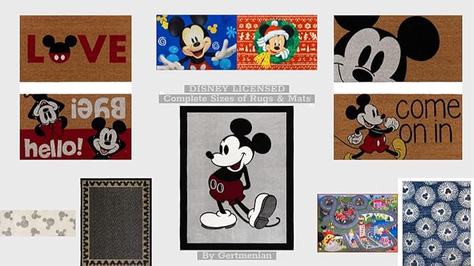 Gertmenian Disney Mouse Doormat Rug Front Door Coir Mat Indoor Outdoor Entryway Carpet, 2-Pack 20x34, Retro Mickey Home/Welcome