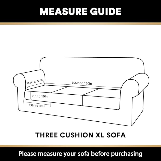 PrinceDeco Sectional Couch Cushion Covers 3 Pieces Velvet Separate Couch Cover Extra Large Stretch Sofa Slipcover Washable Furniture Protector for Sectional Sofa(Each Width Up to 40", Ivory)