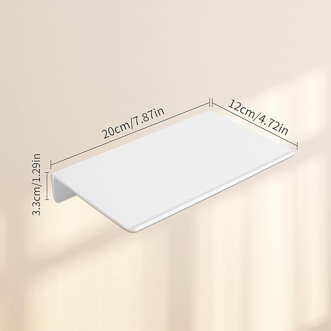 JOOM Small Metal Wall Floating Shelf - Metal Wall Shelf, Black Floating Shelf, Small Bathroom Shelf, Display Shelves for Storage (White, 8 Inch)