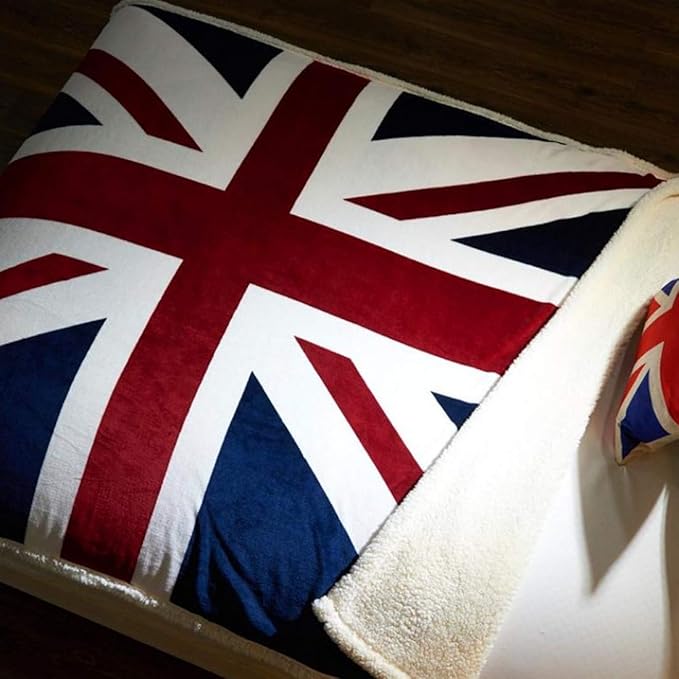 UKELER Flannel Sherpa Throw 60'' x 50'' Union Jack Fleece Blanket Soft Comfy Flannel Blanket Throws for Bed/Couch/Sofa/Office/Camping