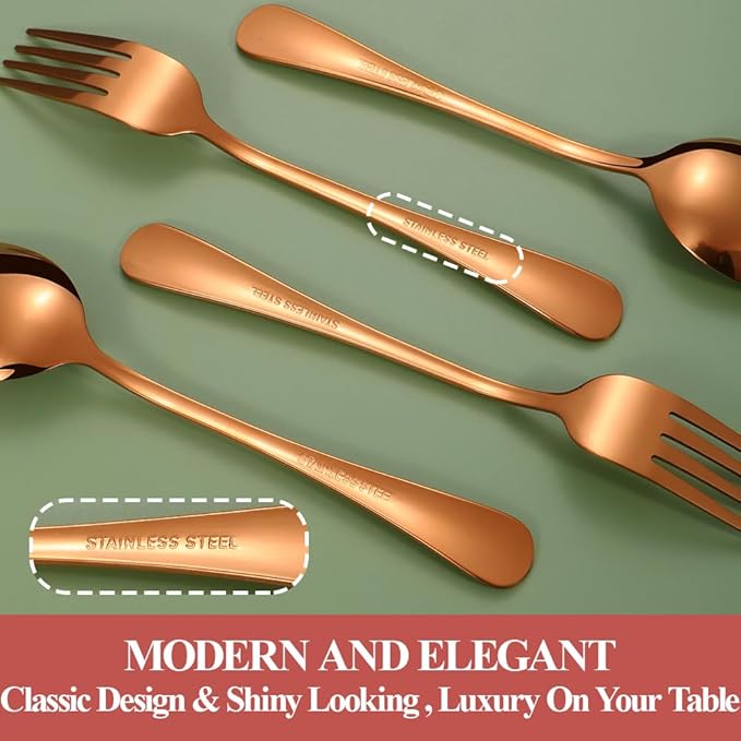 20 Pcs Rose Gold Silverware Set for 4, Food Grade Stainless Steel Flatware Set, Eating Utensils Sets Include Fork/Knife/Spoon,Home Kitchen Tableware Set, Reusable Cutlery Set, Dishwasher Safe