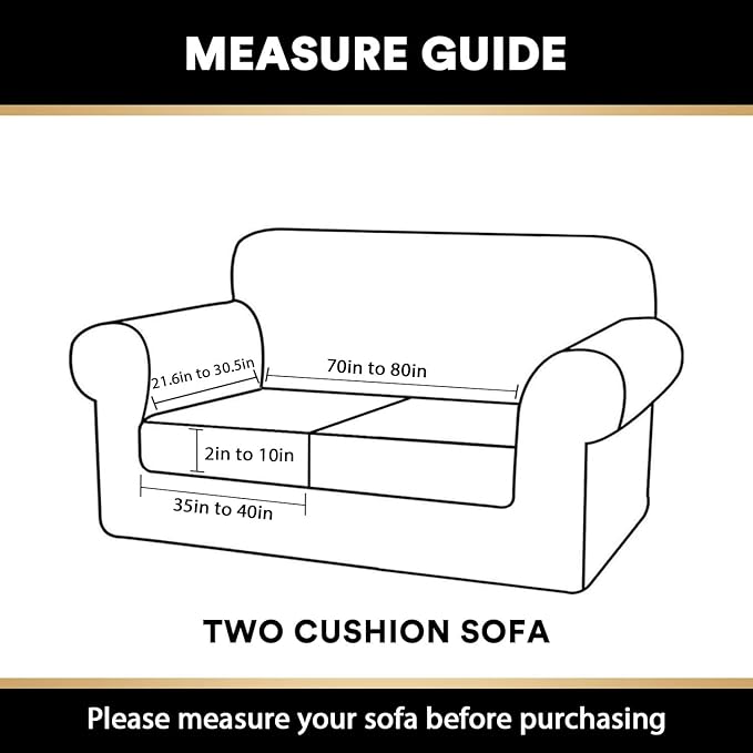 PrinceDeco Velvet Couch Cushion Cover Soft Stretch Cushion Slipcover for Chair Loveseat Sofa Cushion Furniture Protector Seat Cushion Sofa Cover (2 Piece Large Sofa Cushion Covers, Ivory)