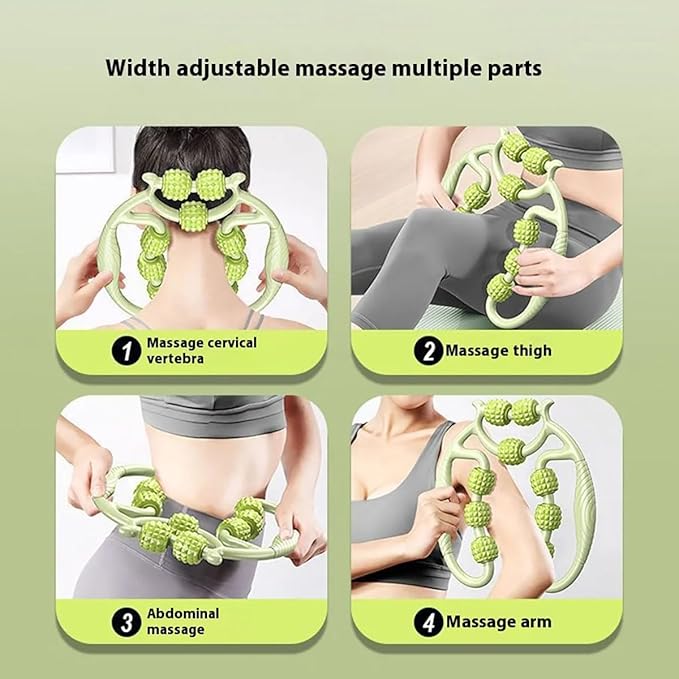 10 Roller Circular Leg Massager with Bonus Massage Stick – Manual Back & Leg Rollers, Relajador de Piernas Set, Circular Leg Clamp Roller for Neck, Arms & Legs (Pink)