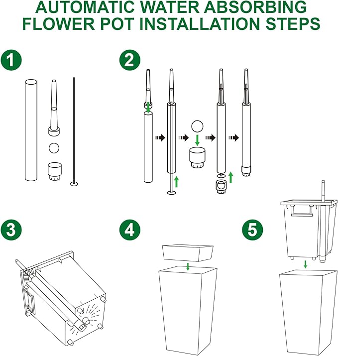 22.5" Tall Planters Set of 2, Outdoor&Indoor Black Planter Pots, High Front Porch Planter Pots with Drainage Holes&Water Level Monitor&Inner Bucket, Automatic Watering, Black