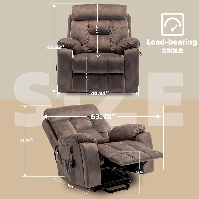 Lazy boy Recliner Chair with Cupholder/Power Lift Recliner Chair for Elderly, Electric Recliner/Big and Tall Recliners for People Up to 6'2"/350lb Range