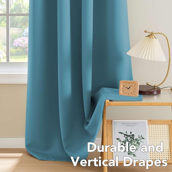 H.VERSAILTEX Window Treatment Blackout Thermal Insulated Room Darkening Solid Grommet Curtains/Drapes for Bedroom (Set of 2 Panels,52 by 63 Inch Long, Storm Blue)
