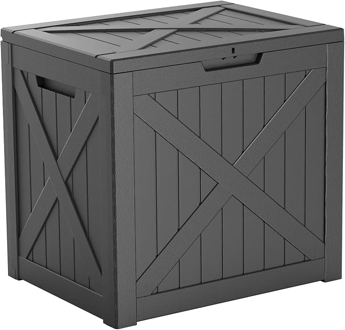 32 Gallon Resin Deck Box, Package Delivery Boxes for Outside, Waterproof and UV-Resistant Outdoor Toy Storage for Poor Supplies Storage, Patio Furniture Deals, Black