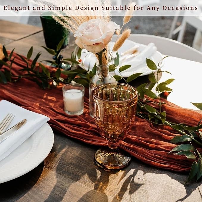 20 Pack Terracotta Cheesecloth Table Runner 10FT Boho Rustic Cheese Cloth Table Runner for Wedding 20 x 120 Inch Long Bridal Shower Baby Shower Gauze Fabric Sheer Birthday Party Table Decorations