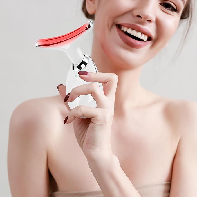 Facial Massager Red-Light-Therapy-for-Face and Neck, Face π² culpting Wand with 7 Color (Light White)