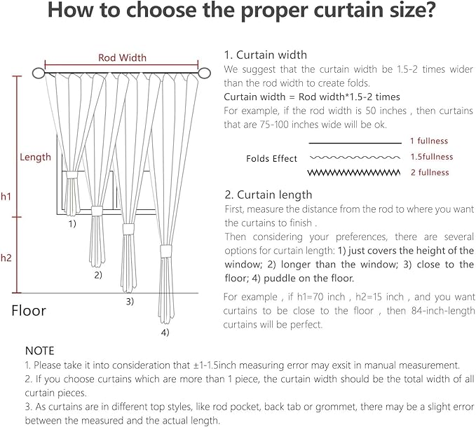 Joydeco Custom Linen Curtains for Living Room, Semi-Sheer Curtain 1 Panel Light Filtering Rod Pocket Back Tab (Ivory on Linen, Custom Size)