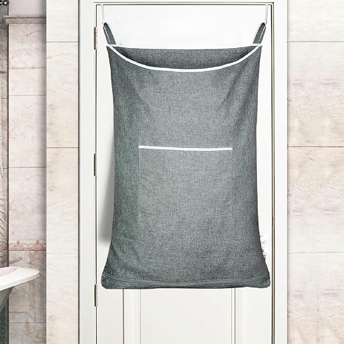 XL Door Laundry Hamper, Hanging Hamper with Large Openging, Hanging Laundry Hamper Storage Bag,Door hampers for Laundry of Home, Dorm, or Travel(Heather Grey, 36x22 Inch)