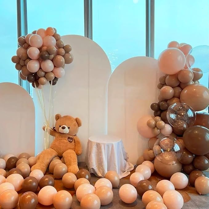 130pcs Coffee Brown Balloons Different Sizes 18" 12" 10" 5" Tan Latex Balloon Garland Arch Kit for Birthday Baby Shower Graduation Wedding Gender Reveal Anniversary Party Decorations