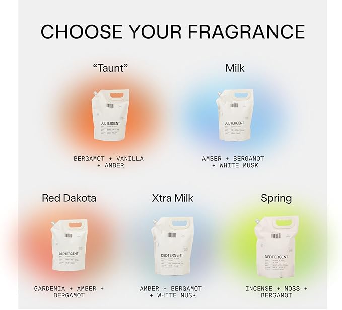 DedCool Liquid Laundry Dedtergent (Milk Refill 64 fl oz) Luxurious Fragrance, Scented, Removes Stains, Ideal for 60 Washes, Infused with Essential Oils, Vegan, Non-Toxic, Cruelty & Dye Free