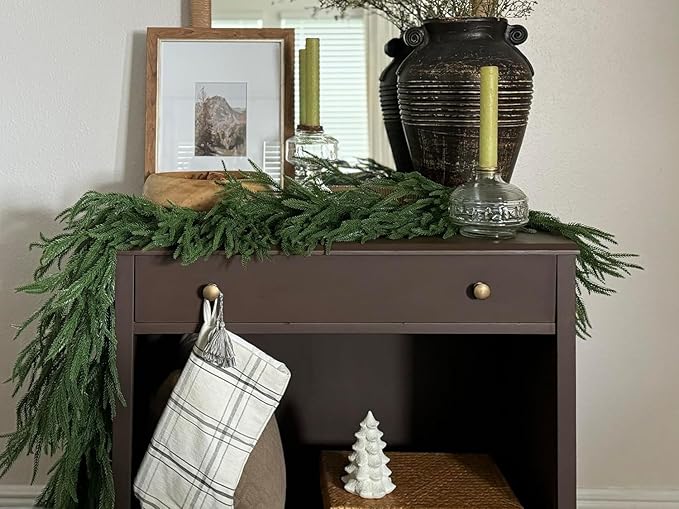 Christmas Garlands Norfolk Pine Garland Real Touch Artificial Faux Greenery Garland for Holiday Indoor Outdoor Decor 6FT