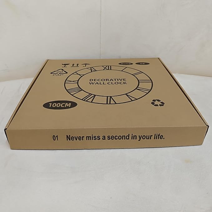 Large Wall Clock for Living Room Decor - 100cm/ 40 Inch Nearly Silent Non-Ticking Metal Wall Clocks Battery Operated, Vintage Decorative Modern Wall Clock for Bedroom, Office, Farmhouse Decor