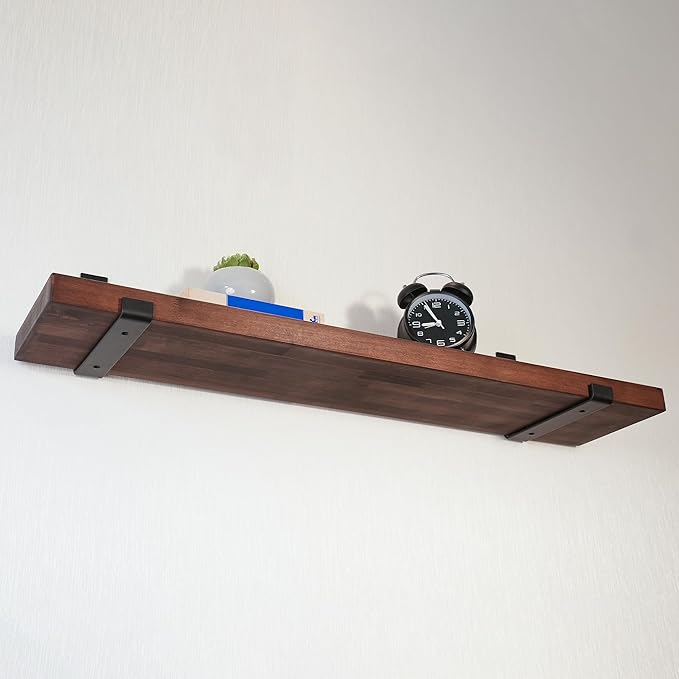 CONSDAN Floating Shelves for Wall Mounted Book Shelf Hanging Shelves Floating Bookshelf for Bedroom, Bathroom, Living Room, Kitchen USA Grown Solid Hardwood, Dark Maple 48x7.5x1.5 in (Set of 3)