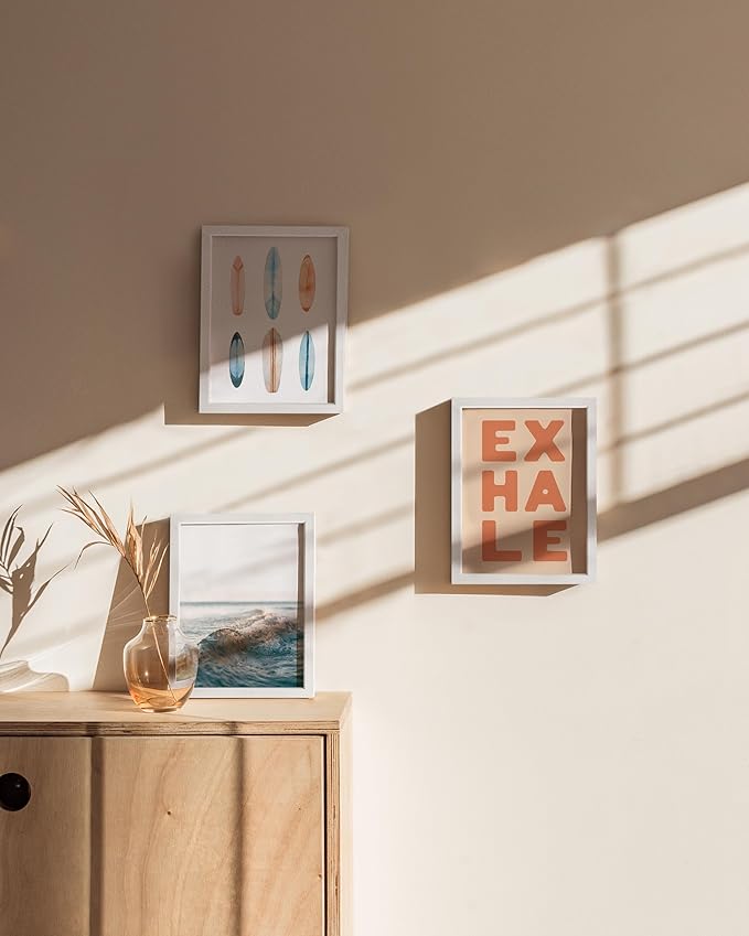 HAUS AND HUES 6x8 White Oak Wooden Picture Frame - Set of 9 6x8 Poster Frame - Premium Oak, Vertical Hang, Shatterproof Plexiglass - Ideal for Home, Room, Office (6x8-inch, White, Set of 9)
