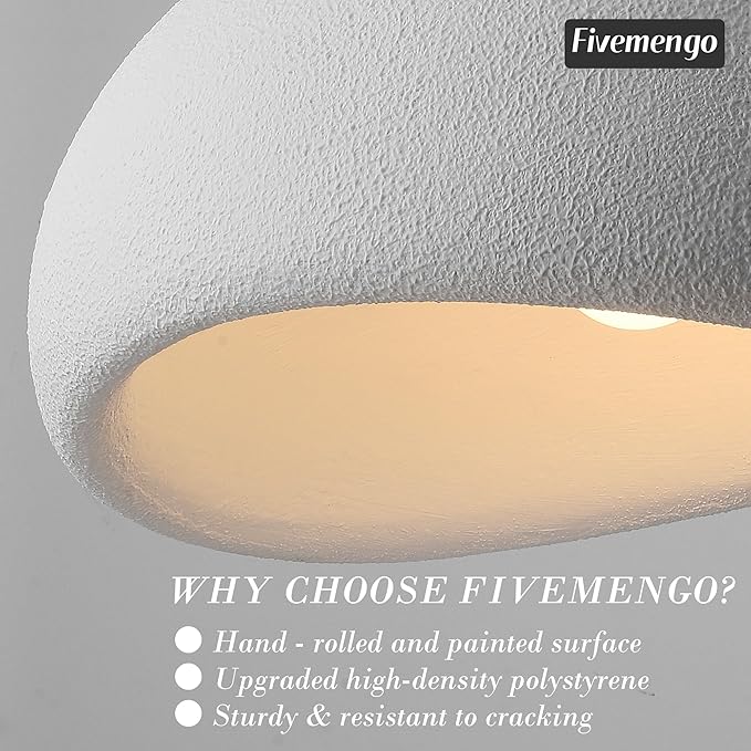 23.6in Large Wabi Sabi Pendant Lights Kitchen Island Lighting Fixture Ceiling Mount White Modern Japanese Lamp Japandi Chandelier for Dining Living Room Bedroom Restaurant Hanging Lamp