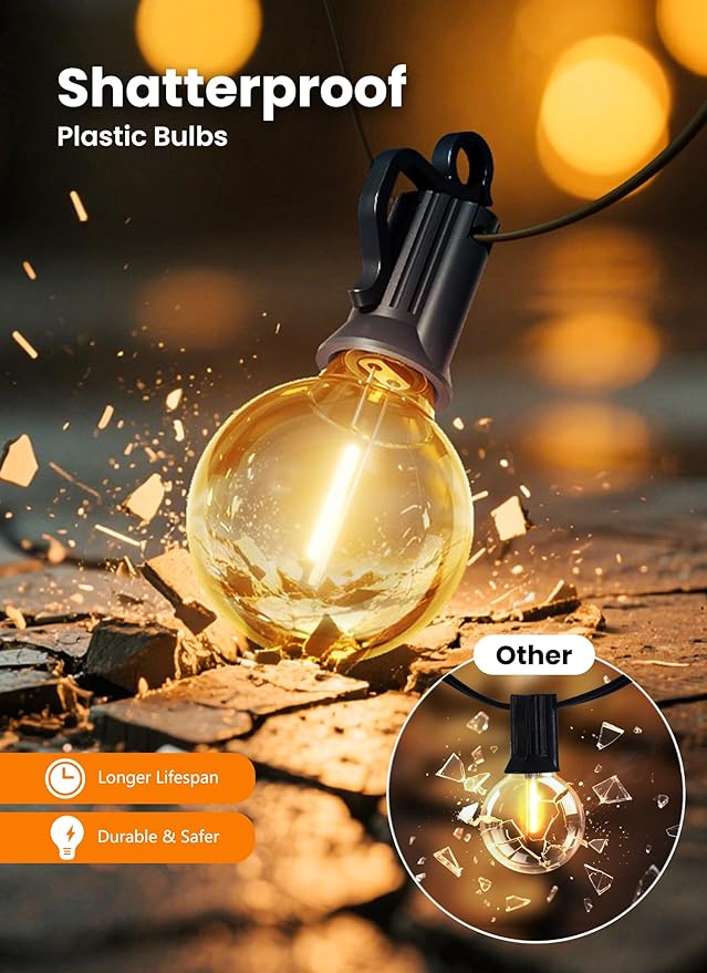 LED Outdoor String Lights, 150FT 75+2 Shatterproof Bulbs Outdoor Patio Lights, IP65 Waterproof Connectable Hanging Outside Light for Backyard, Porch, Deck, Balcony, 2200K