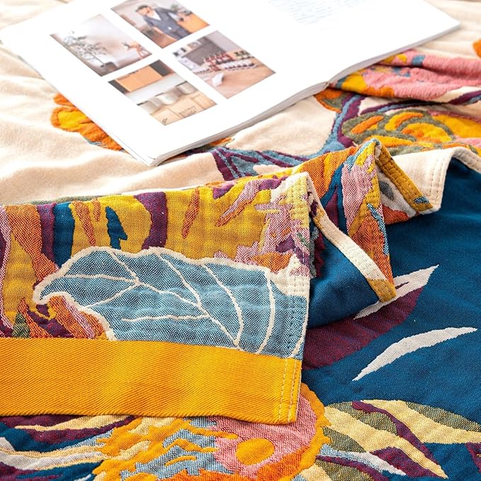 MSGKV Boho Throw Blanket King Size Warm Blanket for Couch and Sofa Blankets Cover for Living Room Blanket Throw Blanket Summer Cozy Bed Quilt(D-Flower and Butterfly, 108" x 90"(King))
