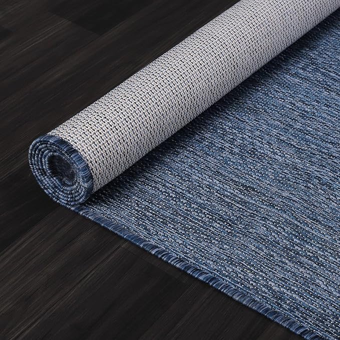 Washable Indoor Outdoor Rug 6x9 Weather Resistant Area Rugs Modern Solid for Porch Deck Balcony Backyard Patio Outside Carpet (6 X 9 Azure Blue)
