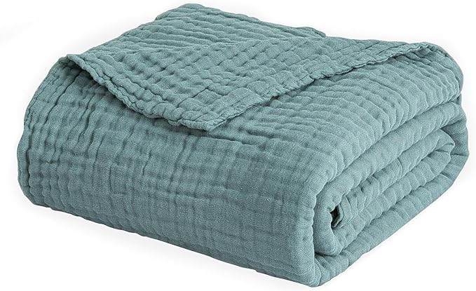 EMME Muslin Baby Blankets 100% Cotton 4-Layer Swaddle 40"x50" Lightweight Soft Breathable for Toddler, Infant, Newborn All Season Gauze Blanket, Teal