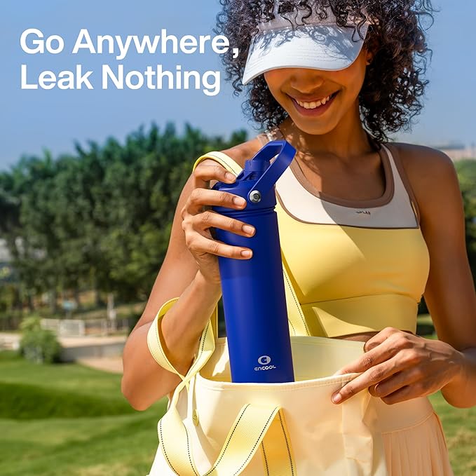 Insulated Water Bottle with Straw Stainless Steel Water Bottle, Leak-Proof, BPA-Free, Double Wall Vacuum Keeps Cold for 24 Hours for Sports, Travel, School (18 oz, Royal Blue)