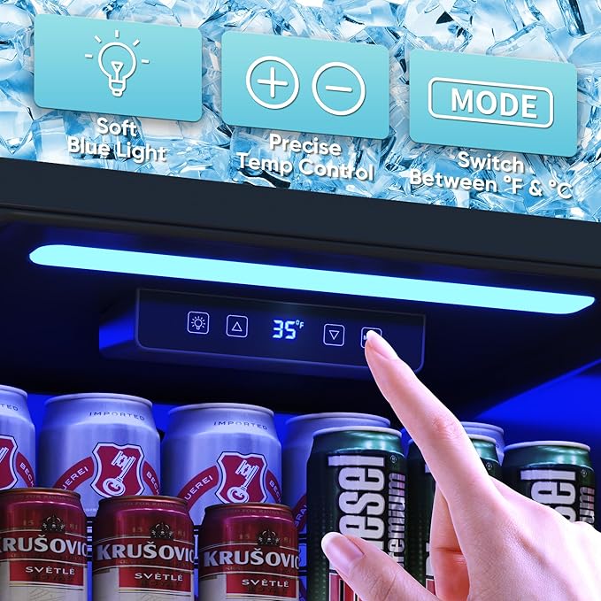 2.5 Cu.Ft Wine Fridge, Mini Fridge With Glass Door, Wine Cooler Refrigerator, Beverage Drink Beer Cooler, Adjustable Shelves & Digital Temperature Display, 22 Bottle 95 Can