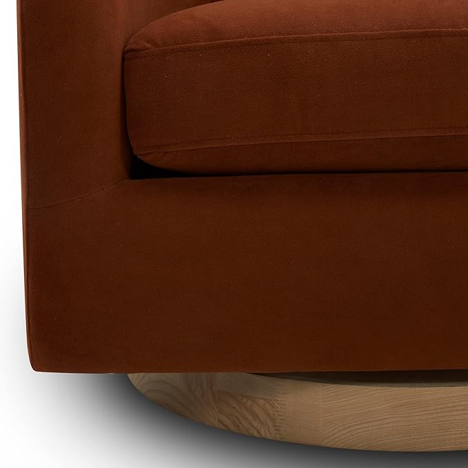 CHITA Swivel Accent Chair, FSC Certified Upholstered Velvet Barrel Chair for Living Room Set of 2, Fully Assembled, Burnt Orange