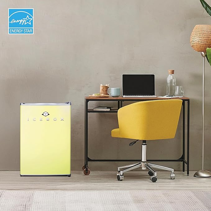 2.5 Cu. Ft. Compact Refrigerator, ENERGY STAR Certified Small Refrigerator, Single Door Mini Fridge with Freezer, R600a Refrigerant, IBCR25SUN , Sun Yellow