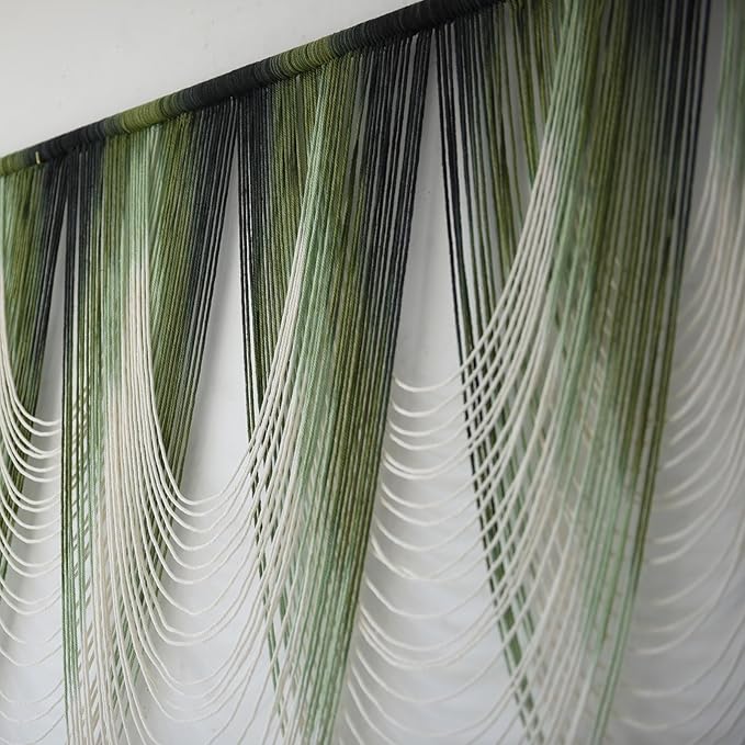 Macrame Wall Hanging Dip-Dyed Large Macrame Wall Decor Yarn Tapestry 57" W x 41" L For Headboard Bedroom Living Room Boho Fiber Home Art