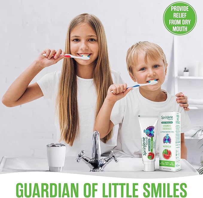 SprinJene Natural Kids Toothpaste, Watermelon | Natural Children’s Toothpaste for Cavity Protection | Fluoride Toothpaste for Toddlers | 2 Pack
