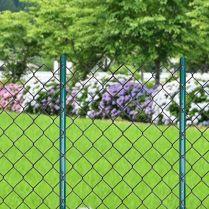 ARIFARO Fence Posts 7 Feet Sturdy Duty Metal Fence Post, Pack of 10, No Dig Garden U Post for Wire Fencing Steel Poles for Yard, Outdoor Wire