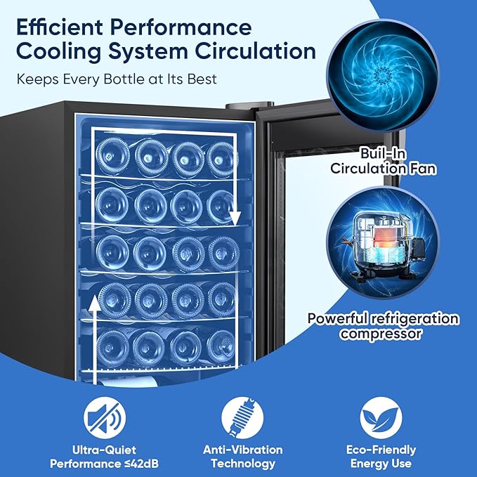 24 Bottle Compressor Wine Cooler Refrigerator with Lock, Freestanding Wine Fridge, 41°F-64°F Digital Temperature Control, Large Wine Cellar for Red, White, Champagne, and Sparkling Wine – Black