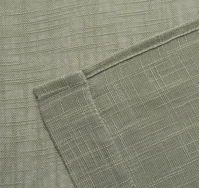 MIUCO Semi Sheer Curtains Poly Linen Textured Solid Grommet Curtains 63 Inches Long for Kitchen 2 Panels (2 x 37 Wide x 63" Long) Sage