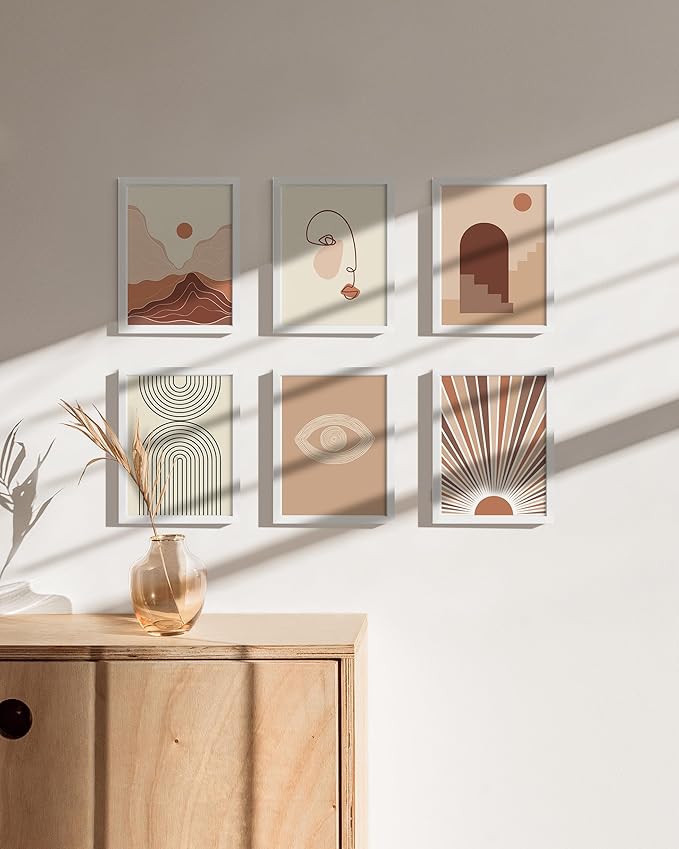 HAUS AND HUES 6x8 White Metal Picture Frames - Photo Frames 6x8 - Features Premium Aluminum, Vertical Hanging, Easel Back for Tabletop, Home, Office (6x8 in, White, Set of 6)