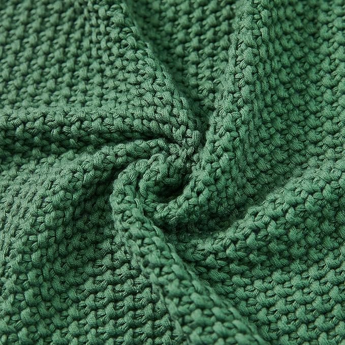 Joydeco Chunky Cable Knit Throw Blanket, Lightweight 100% Cotton Soft Cozy Throw Twin Blanket for Couch Bed and Sofa, Rustic Breathable Farmhouse Blanket Gift for Women Men(Olive Green, 60"x80")