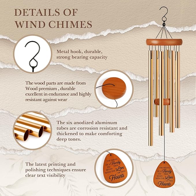 40th Wedding Anniversary Wind Chime, Happy 40th Anniversary Romantic Gifts for Couple, Parents, Wife, Husband, Friends, Ruby Wedding Anniversary's Keepsake Gifts Ideas
