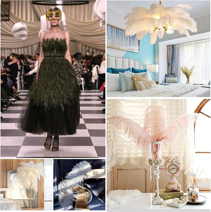 THARAHT Blue Ostrich Feathers 12pcs Large Natural Bulk 12-14Inch 30cm-35cm for Wedding Party Centerpieces Halloween and Home Decoration Feathers