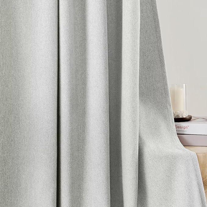 Joydeco Light Filtering Curtains 108 Inch Length for Bedroom, Faux Linen Curtains 108 Inches Long for Living Room, Pinch Pleat Curtains for Living Room 108 Inch Length(52x108 inch, Greyish White)