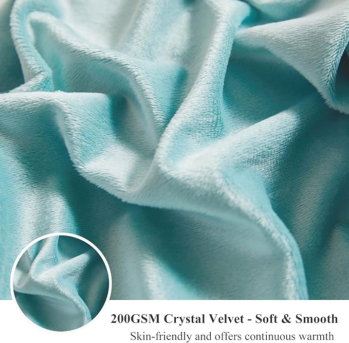 XeGe Luxury Faux Fur Blanket, Tie Dye Teal Soft Fluffy Throw, Shaggy Plush Decorative Couch Blanket, Turquoise Bed Furry Fuzzy Throw for Bedroom Living Room, Tie Dye Teal, 60x90