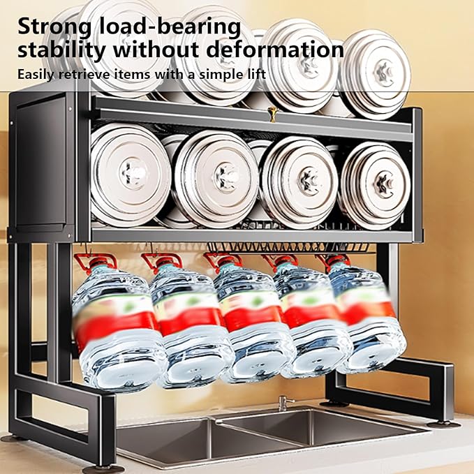 Home Furnishing Over The Sink Dish Drainer Drying Rack 3 Tier Over Sink Dish Rack for,oversink Dish Dry Rack,Space Saving Dish Drying Rack,Kitchen Sink Organizer countertop(Black,85cm/33.5in)