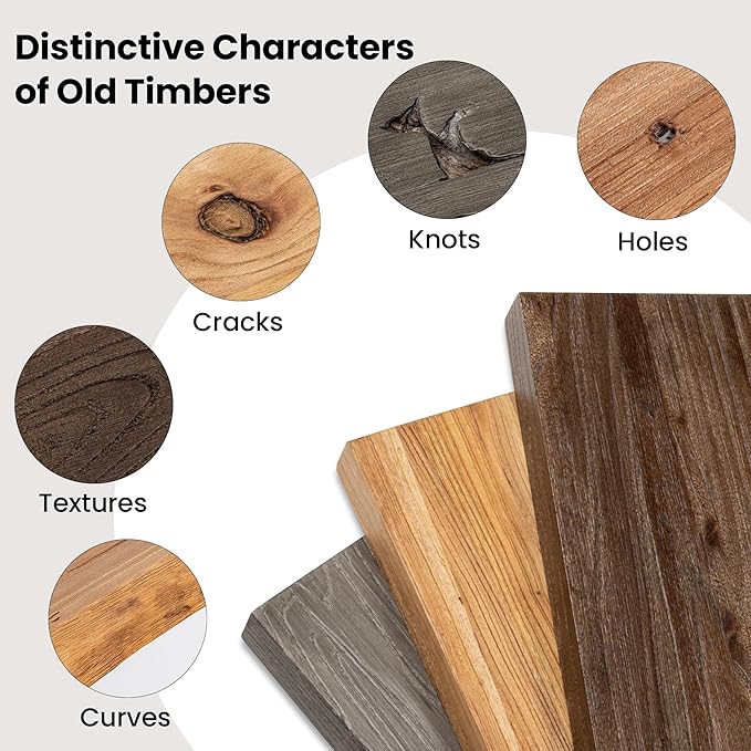 Fun Memories Floating Shelves for Wall, 55"x9.3" Rustic Solid Elm Wood Shelves, Heavy-Duty Wall Mounted Shelves with Invisible Brackets, Set of 2 for Living Room, Bedroom, Kitchen, Grey Finish