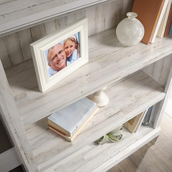 Sauder 3 Tier Book Shelf Wooden Bookcase Multipurpose Bookshelf for Home Office, Living Room, in White Plank
