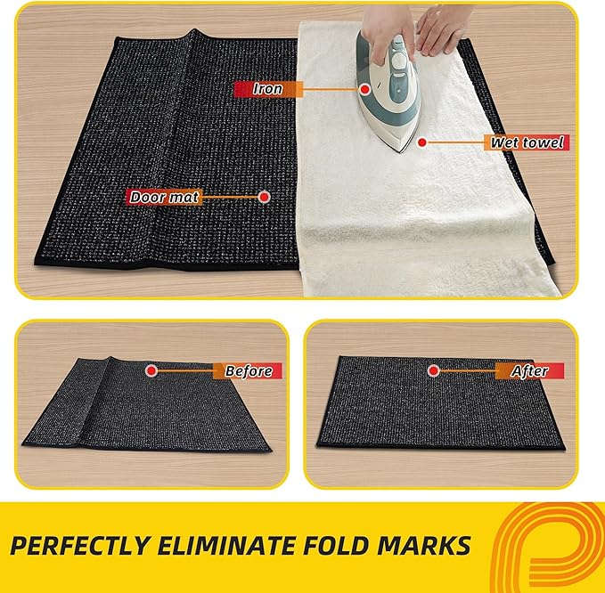 JSEI Dirt Trapper Door Mat 24"x36" Non-Slip Washable Entrance Mat, Dog Doormats, Absorbent & Fade-Resistant Floor Mats, Low Profile Welcome Mats for Entryway, Front Door, and Inside Entrance, Black