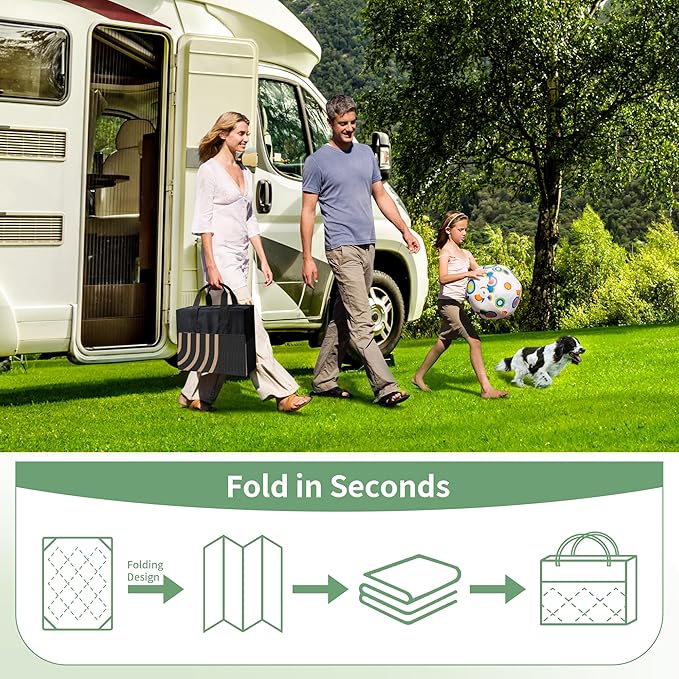 GENIMO Outdoor Rug 9' x 12' Waterproof for Patio Clearance, Reversible Lightweight Plastic Straw Camping Carpet, Large Area Rugs Mats for Rv, Backyard, Deck, Porch, Picnic, Balcony, Mix-Black & Brown