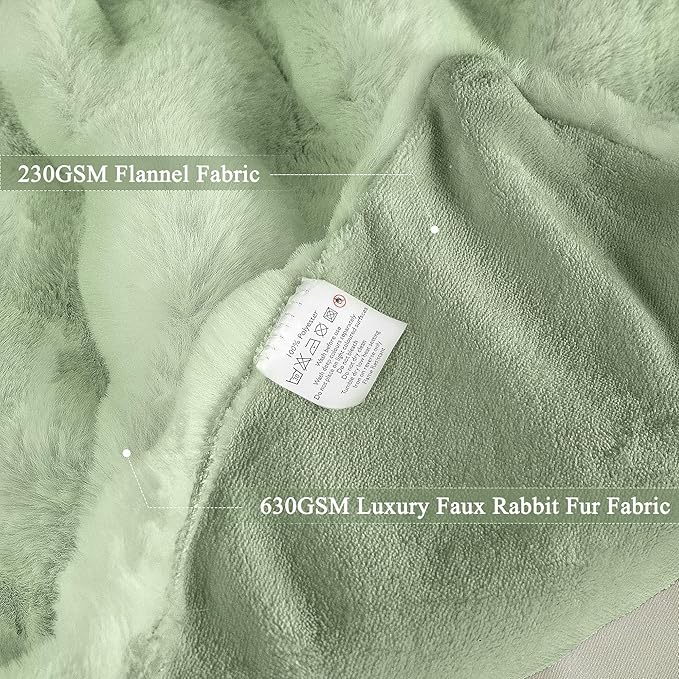 Sage Green Fluffy Comfy Blanket for Couch Living Room 50x60 Faux Fur Throw Blanket for Bed Soft Furry Cozy Best Housewarming Home Decor Gifts 860 GSM